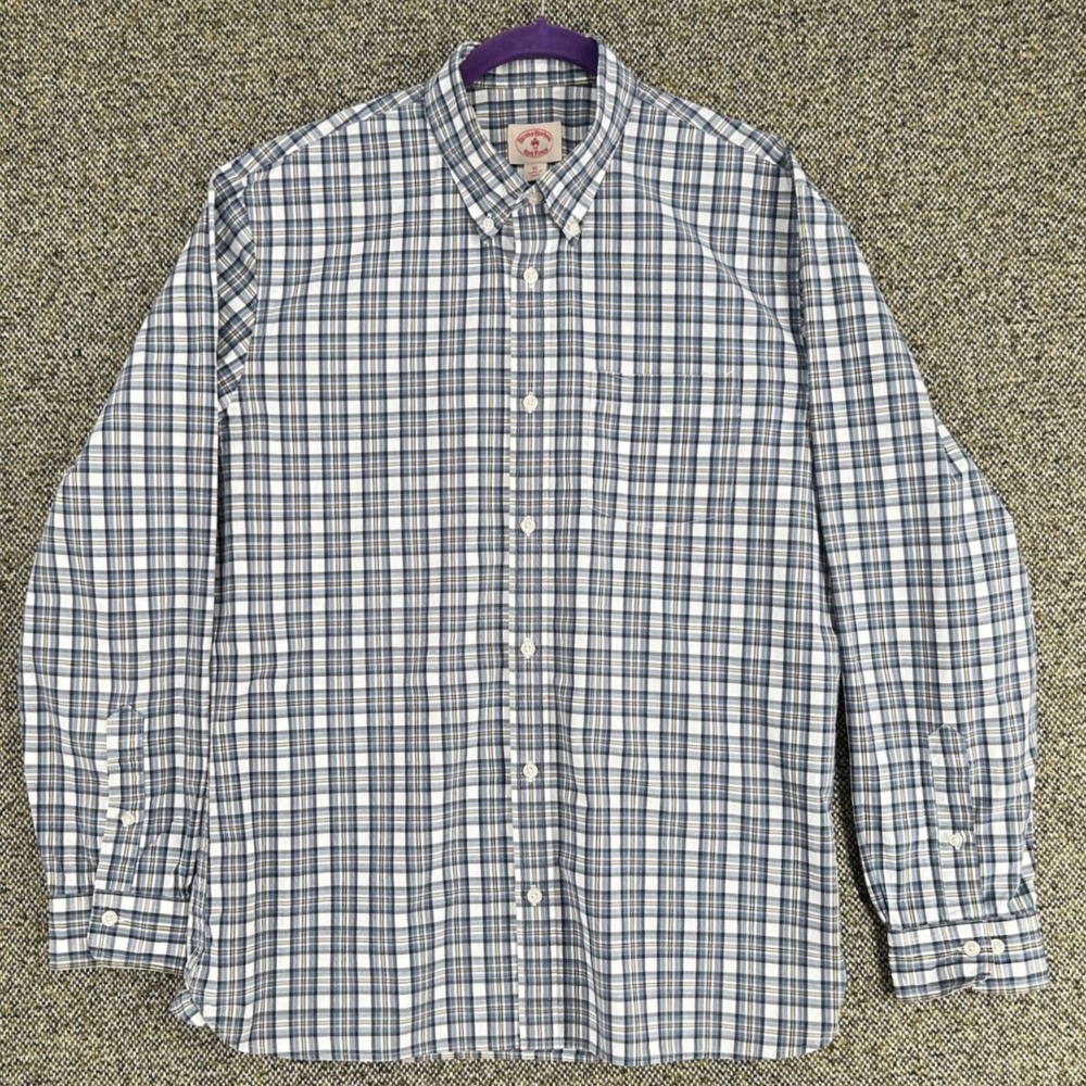 Brooks Brothers Red Fleece Plaid Cotton Button Down Shirt Mens XL